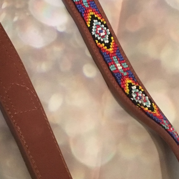 Brighton Beaded Strap Leather Saddle Bag - Picture 7 of 8